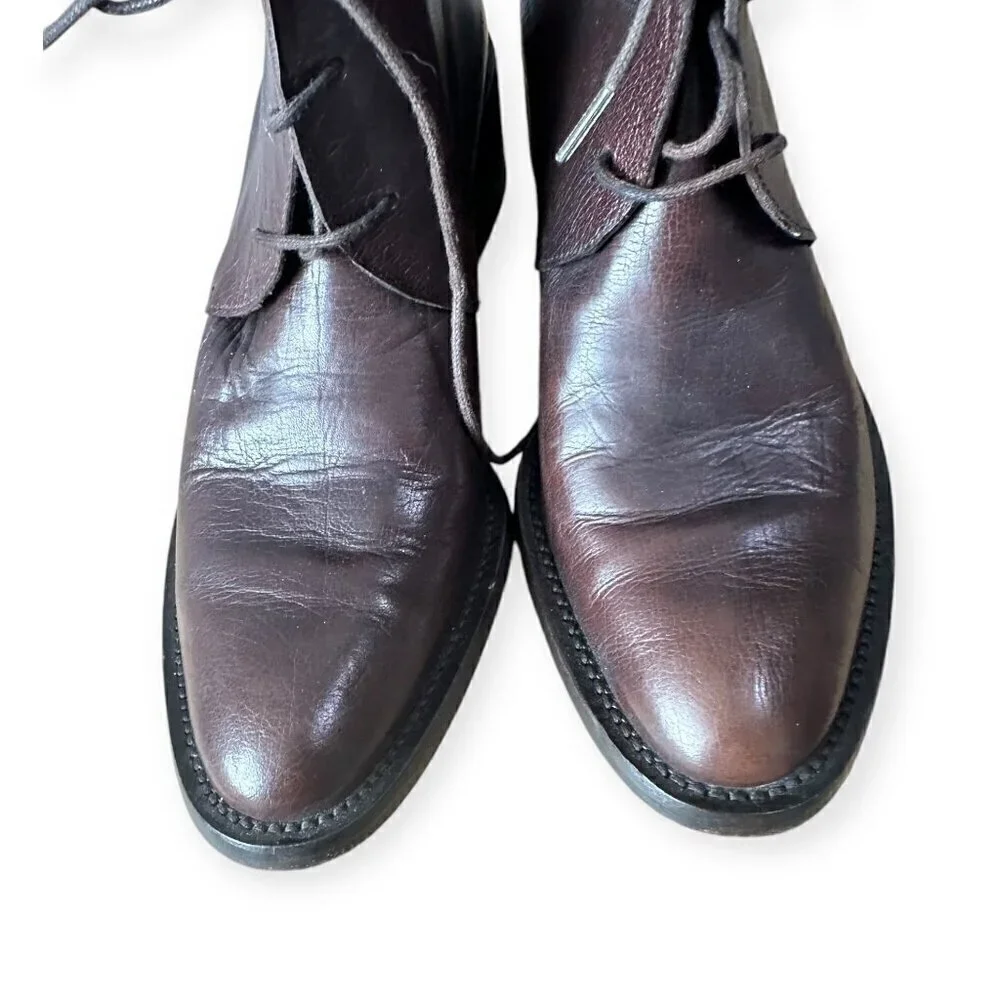 Vintage Y2K, Brown Leather Chukka Booties, Italian Made, Size 39EU